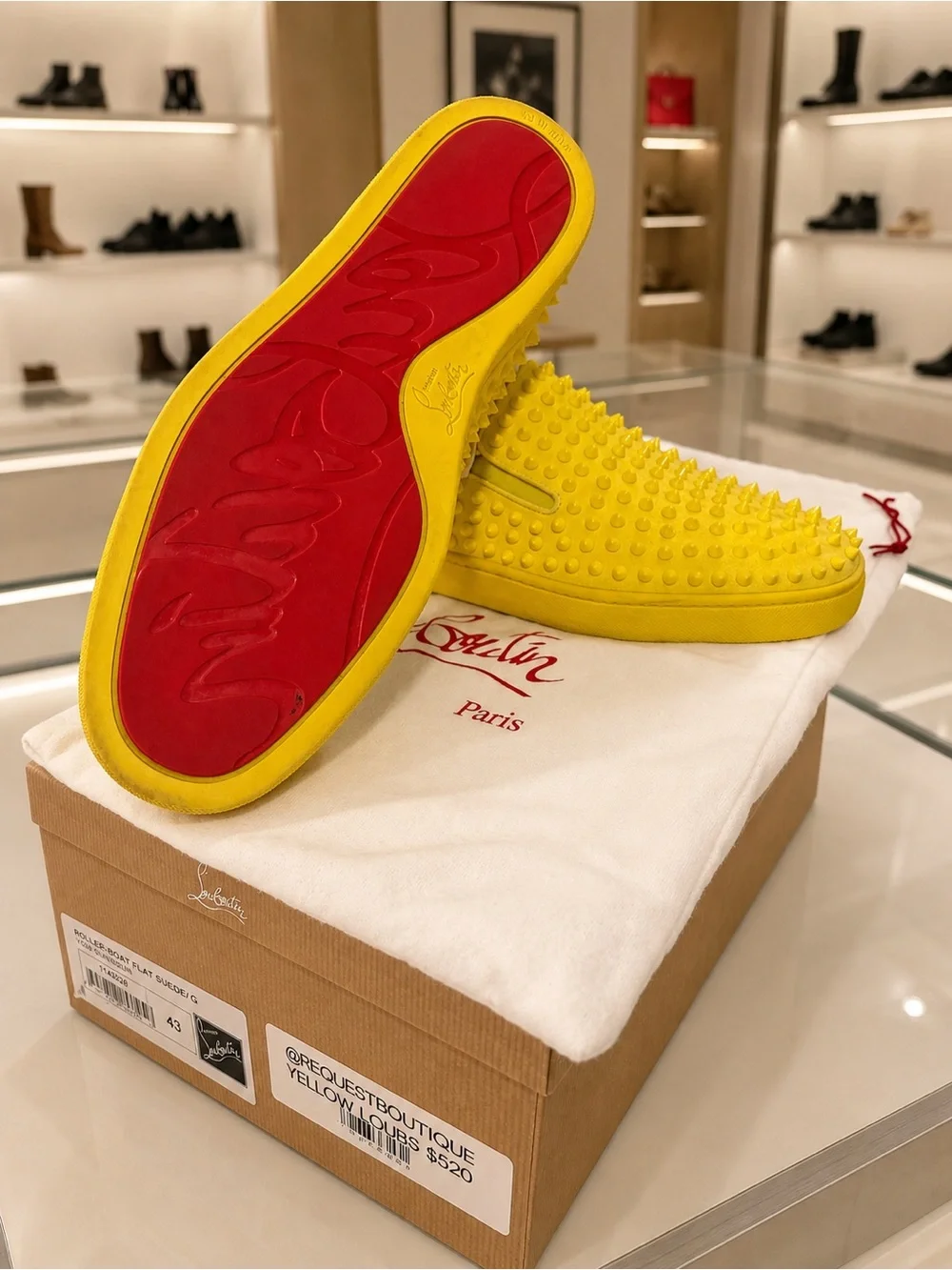 Yellow studded slip-on flats
